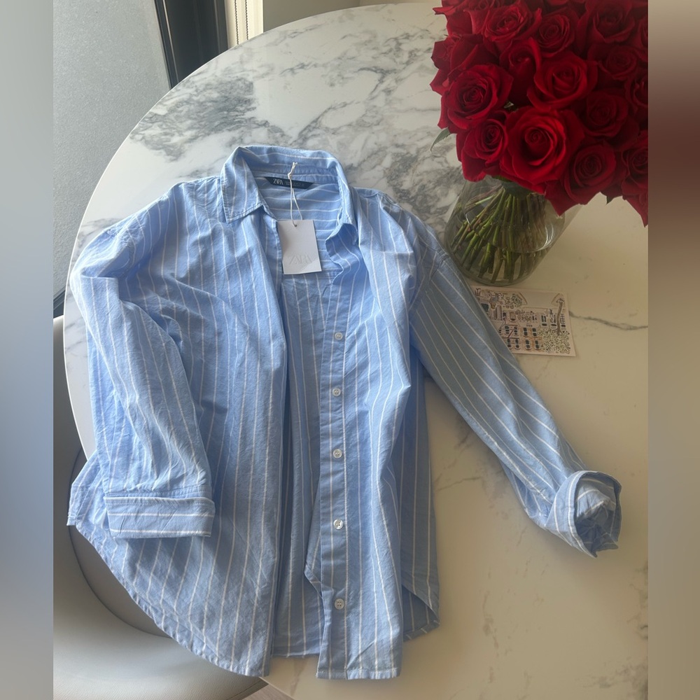 Zara Blue Striped Blouse